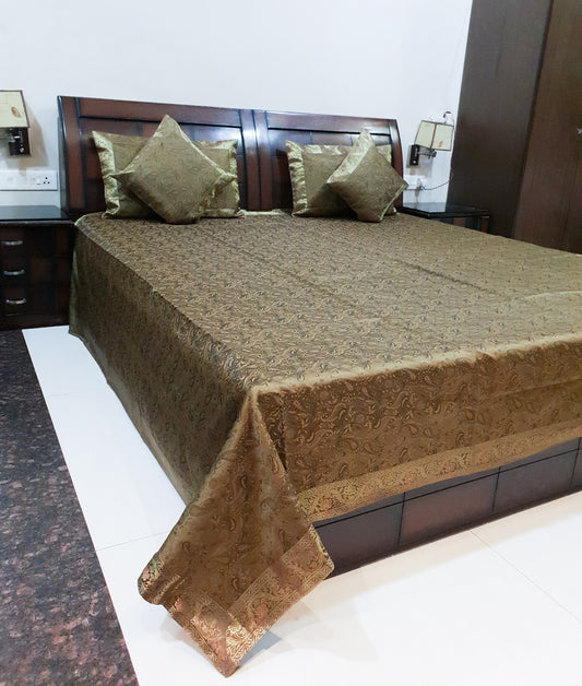 Banarasi Bed Cushion & Pillow Cover Set Art Silk Woven Brocade Indian Decor Gift