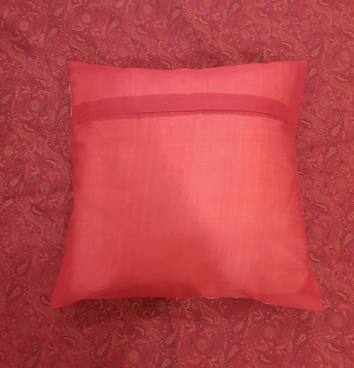 Banarasi Red Bed Cushion & Pillow Cover Set Art Silk Woven Brocade Indian Gift