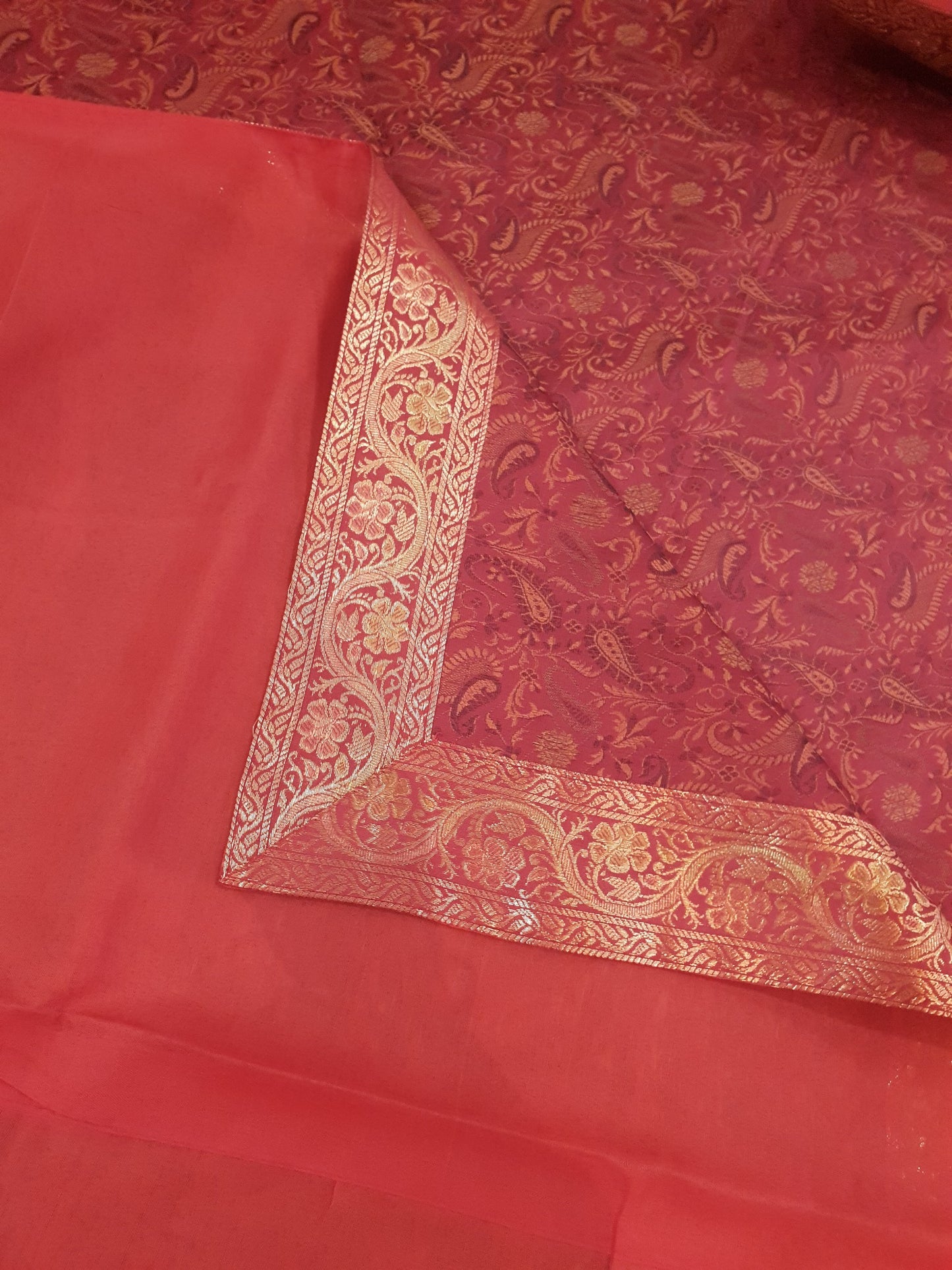 Banarasi Red Bed Cushion & Pillow Cover Set Art Silk Woven Brocade Indian Gift