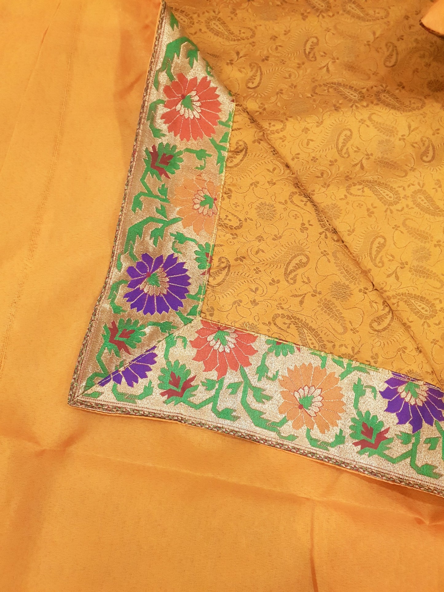 Banarasi Mustard Bed Cushion & Pillow Cover Set Silk Woven Brocade Indian Gift