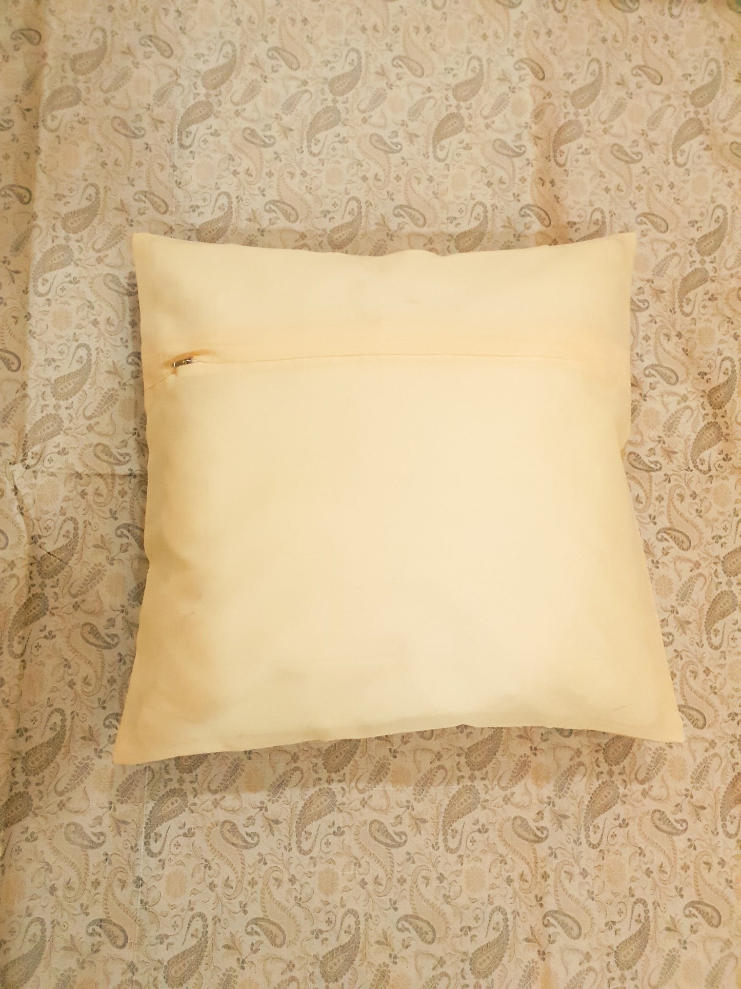 Banarasi Cream Bed Cushion & Pillow Cover Set Art Silk Woven Brocade Indian Gift
