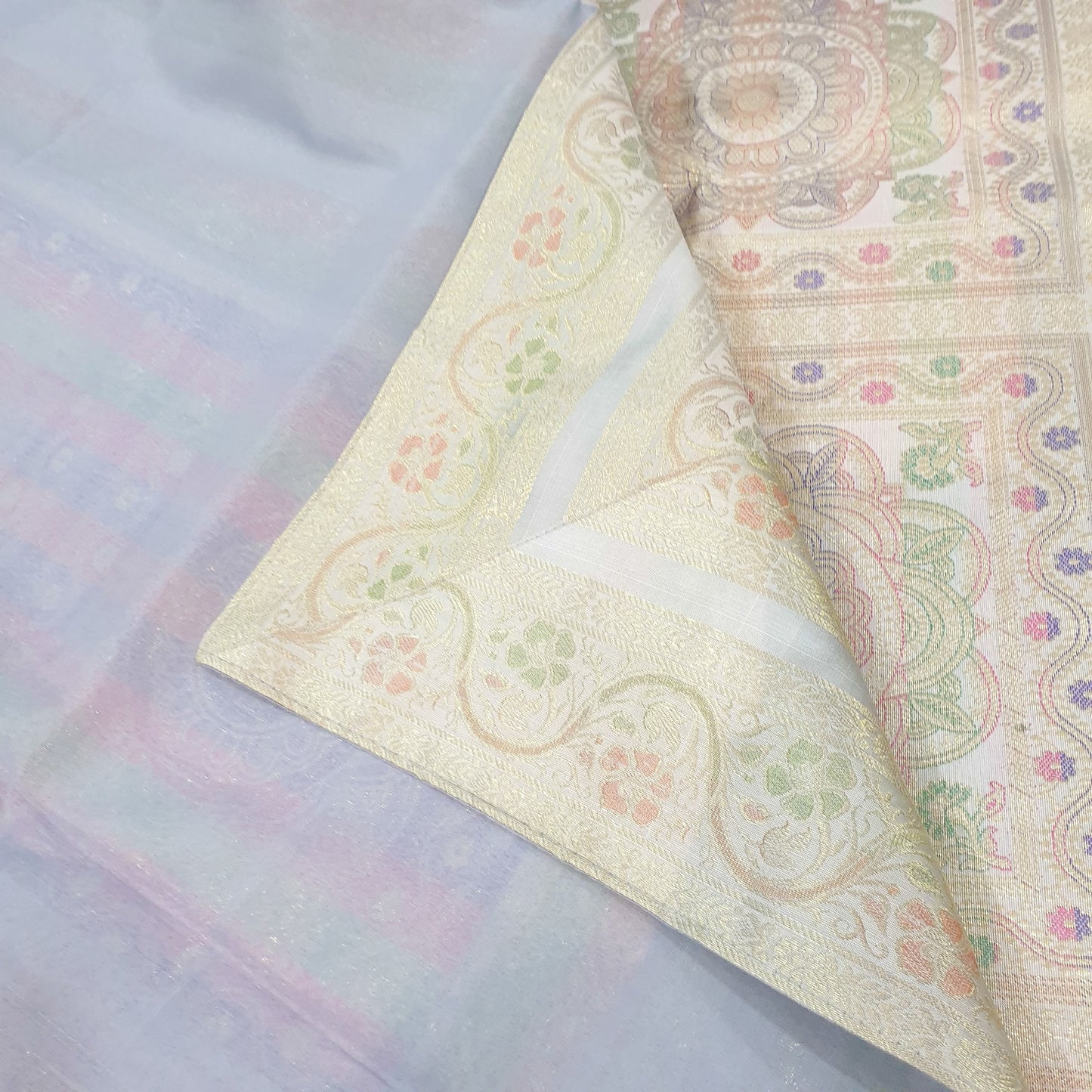 Banarasi Bed Cushion & Pillow Cover Gray Set Mandala Woven Zari Brocade Gift