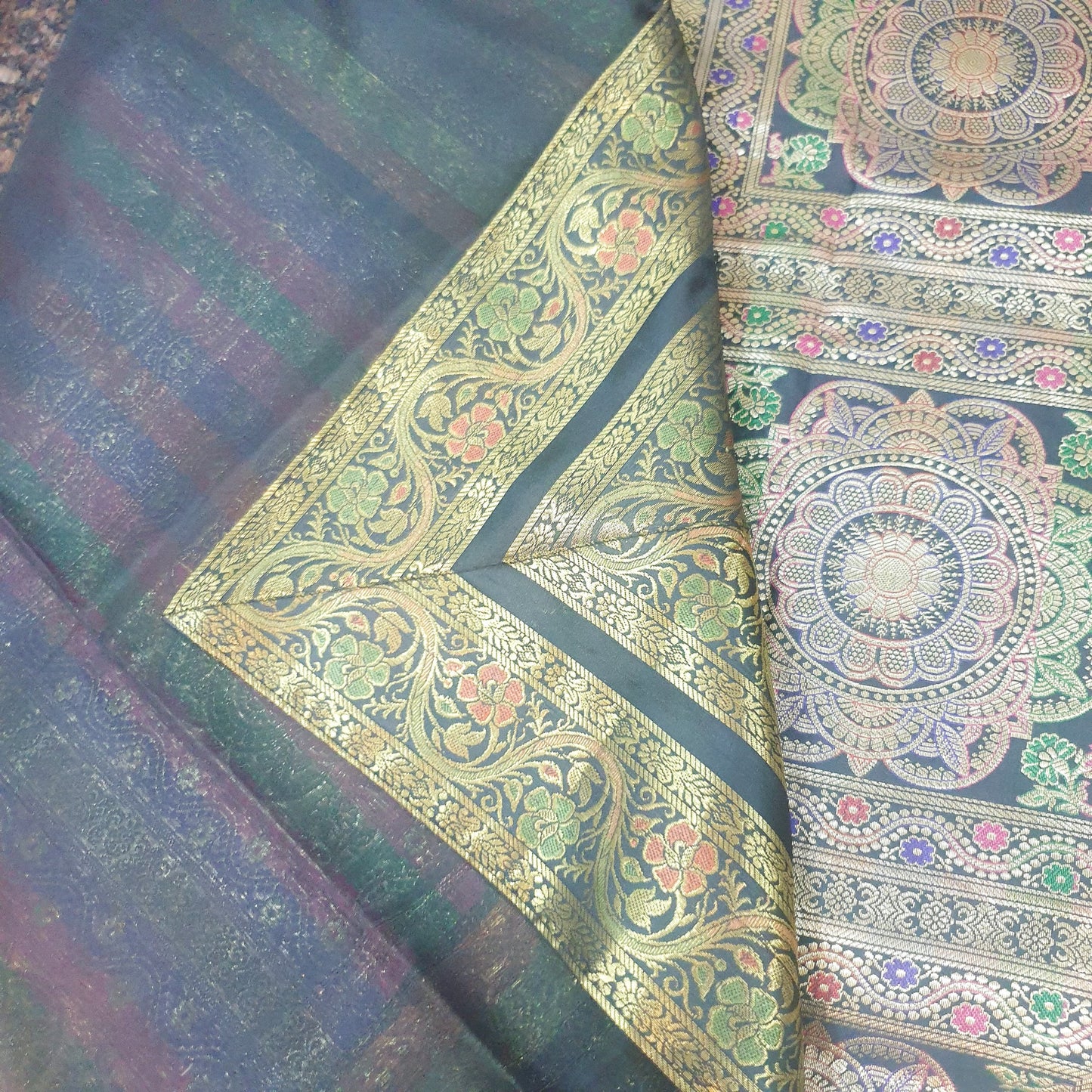 Black Banarasi Bed Cushion & Pillow Cover Set Mandala Woven Zari Brocade Gift