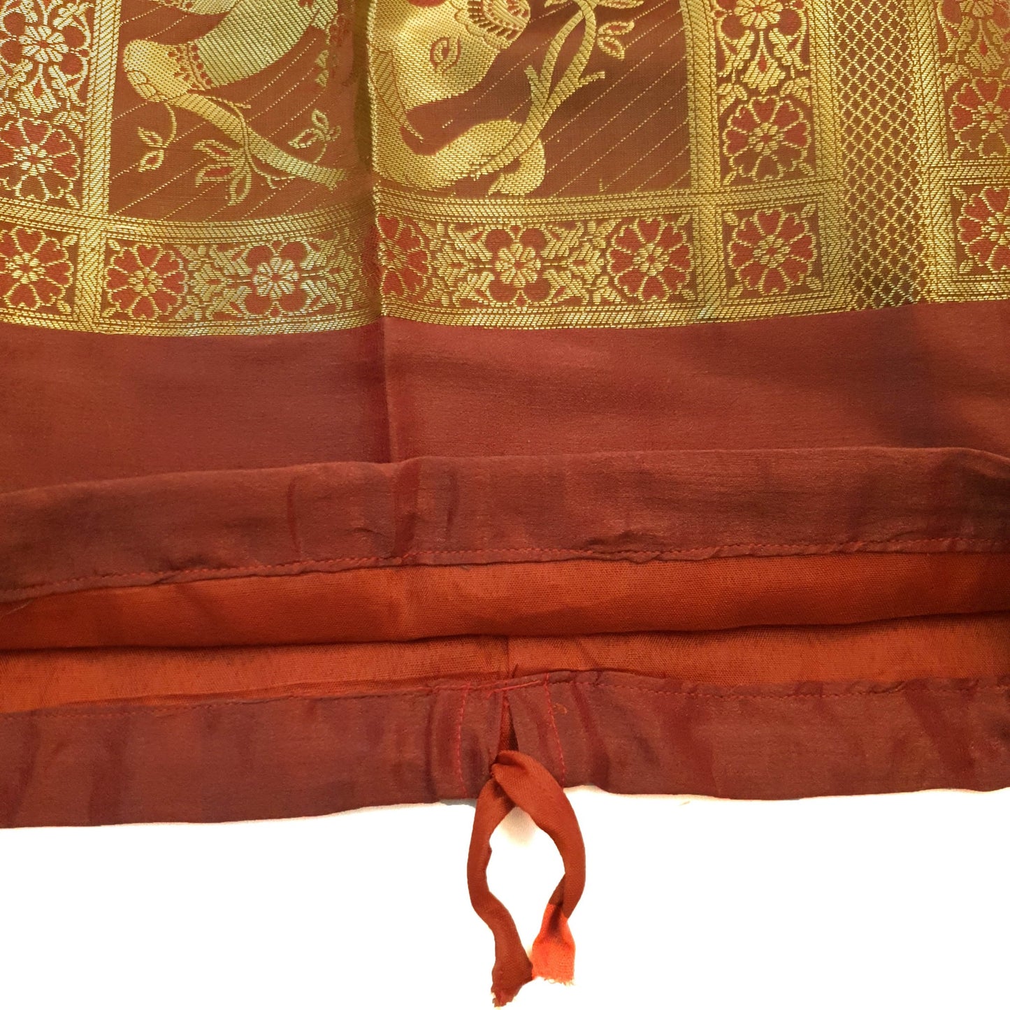 30x15 Inch Bolster Cover Brown Indian Woven Zari Brocade Banarasi Silk Elephant