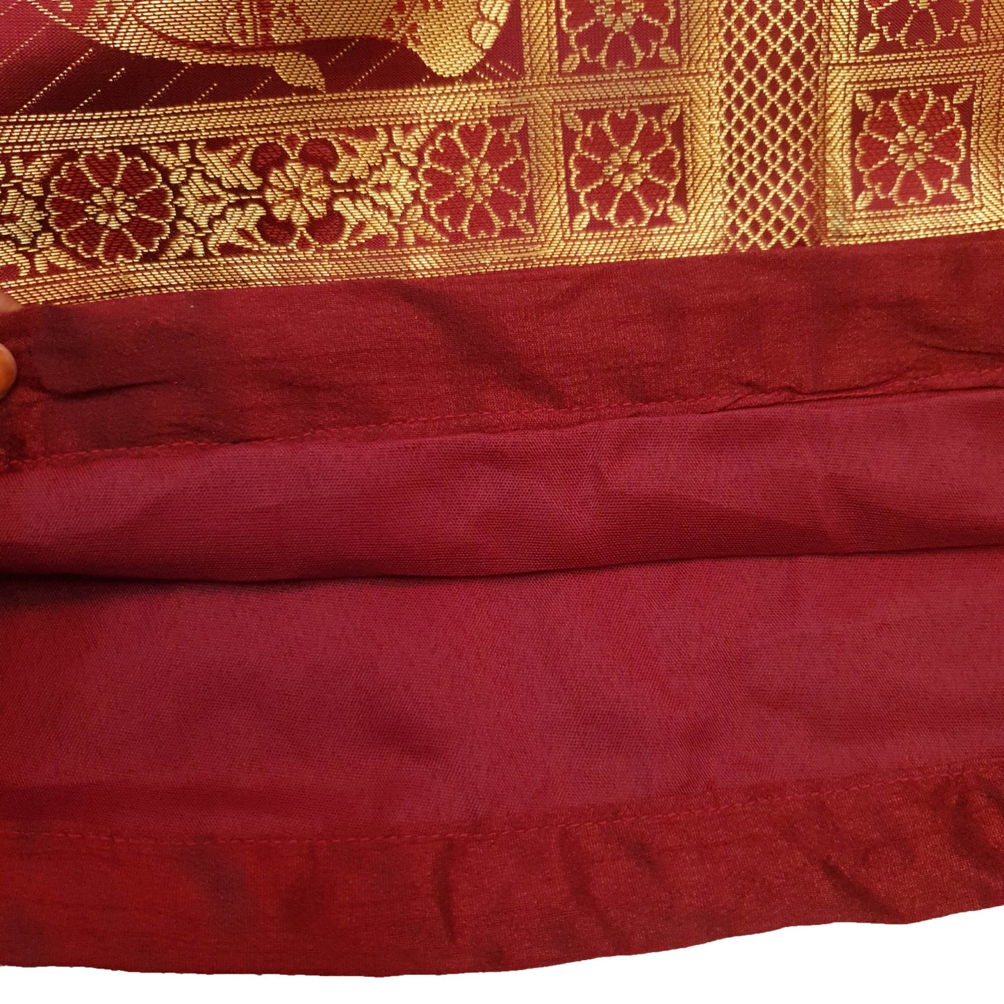 30x15 Inch Bolster Cover Maroon Indian Elephant Woven Zari Brocade Banarasi Silk