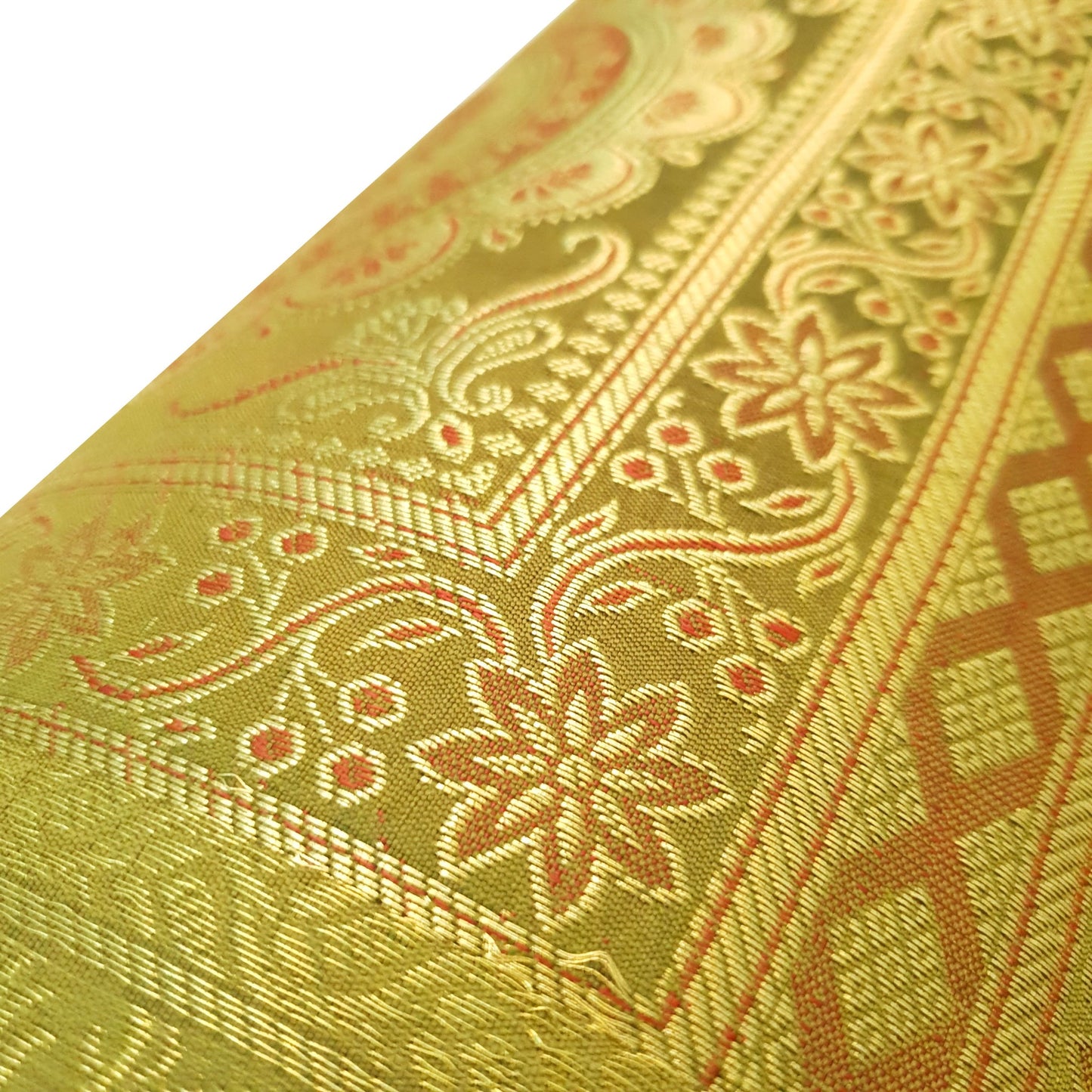 30x15 Inch Bolster Cover Indian Green Mandala Woven Zari Brocade Banarasi Silk