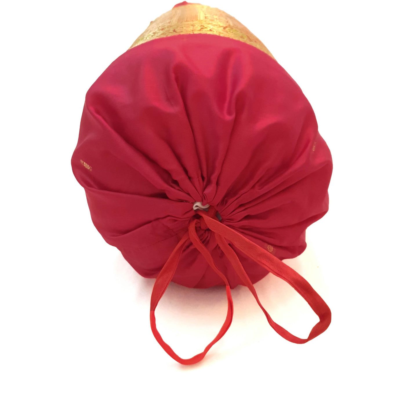 30x15 Inch Red Bolster Cover Indian Woven Zari Brocade Banarasi Silk Elephant