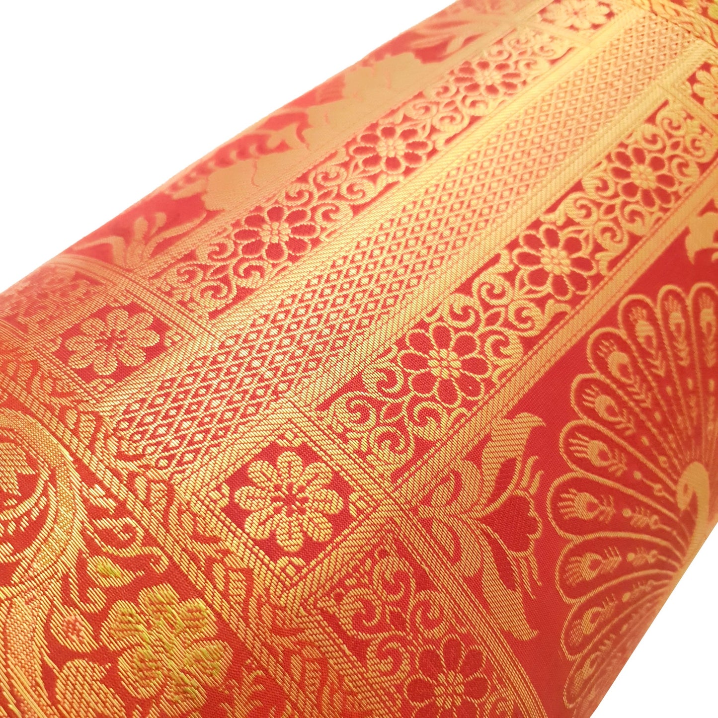 30x15 Inch Maroon Bolster Cover Peacock Woven Zari Brocade Banarasi Silk Decor