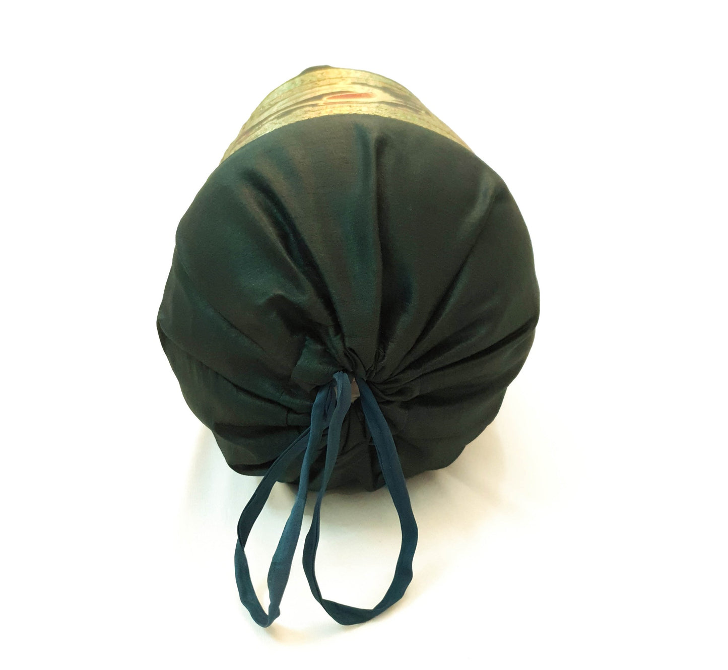 30x15 Inch Bolster Cover Bottle Green Peacock Woven Zari Brocade Banarasi Silk