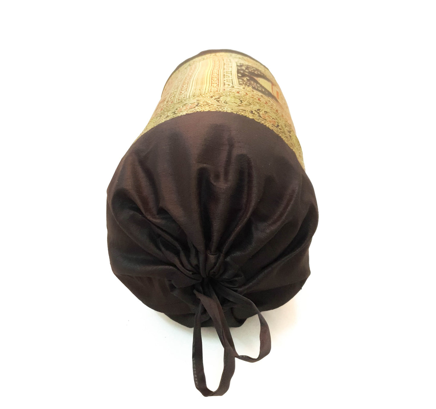 30x15 Inch Bolster Cover Decor Black Taj Mahal Woven Zari Brocade Banarasi Silk