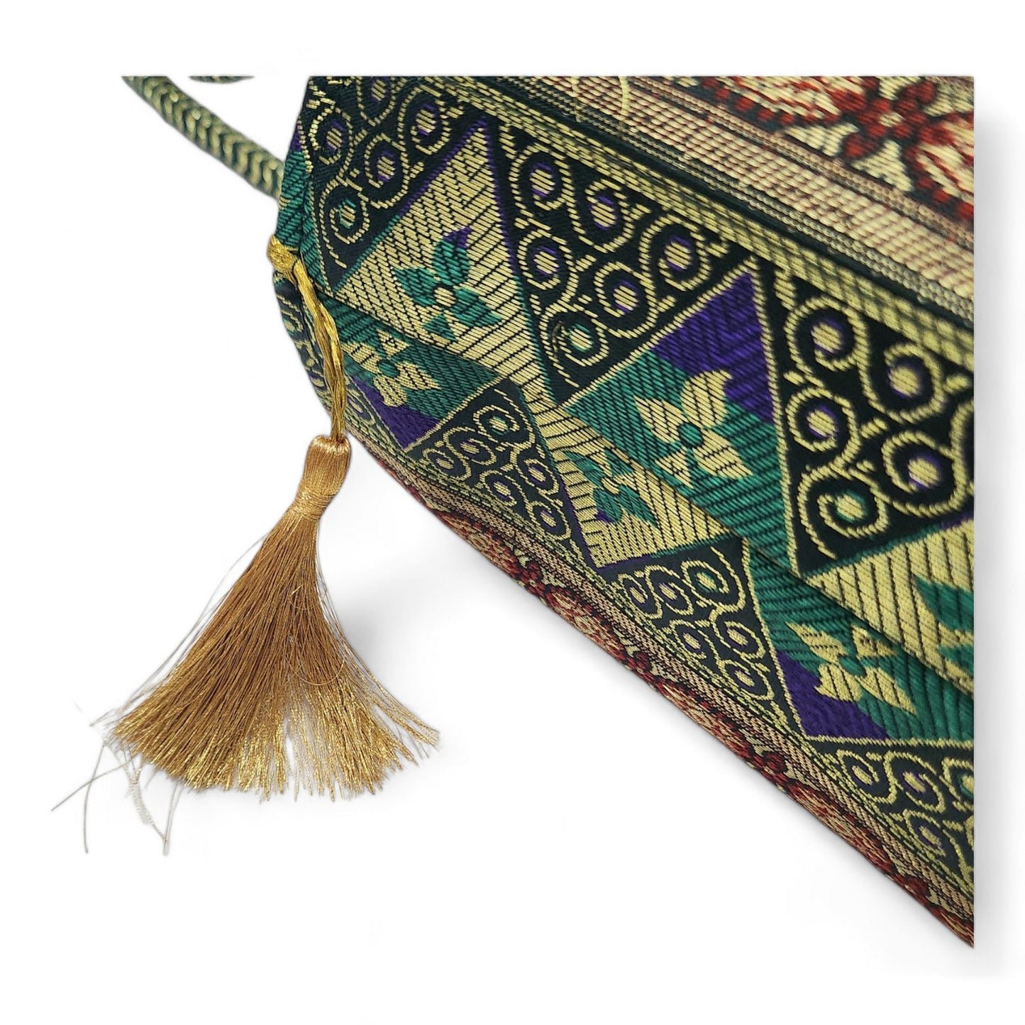 Green Handbag Indian Ethnic Elephant Woven Zari Brocade Fabric Shoulder Hand Bag