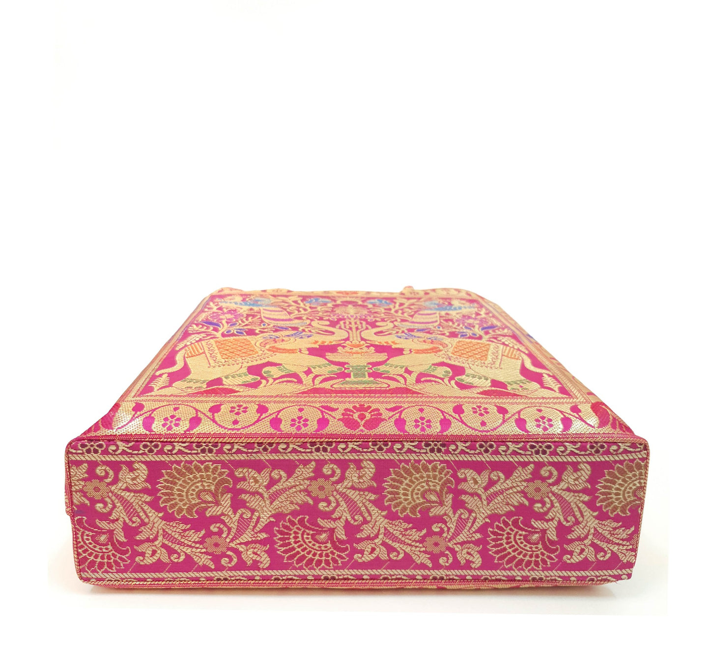 Pink Handbag Indian Ethnic Peacock Elephant Woven Zari Brocade Shoulder Hand Bag