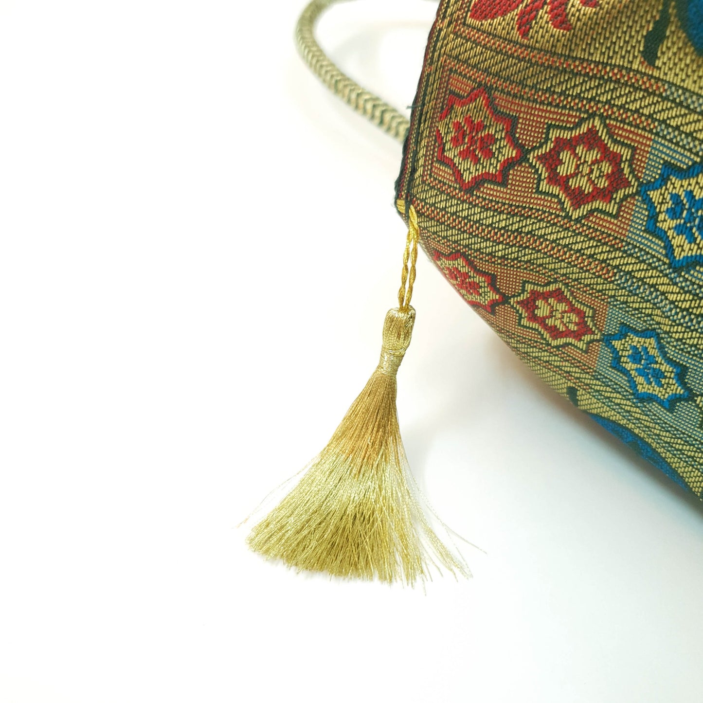 Bottle Green Handbag Ethnic Peacock Woven Zari Brocade Fabric Shoulder Hand Bag