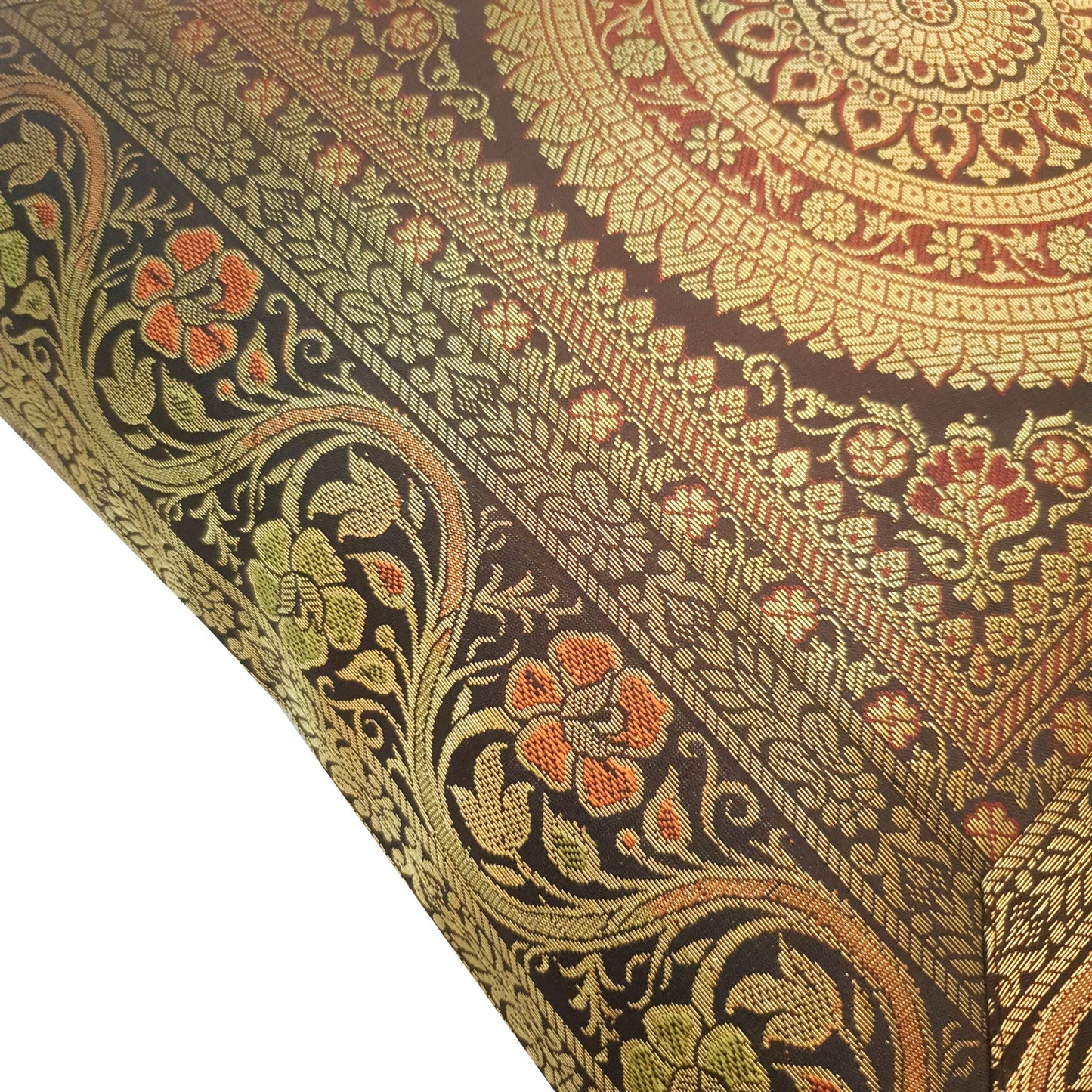 16x16 Inch Black Cushion Covers Indian Woven Zari Brocade Banarasi Silk Mandala