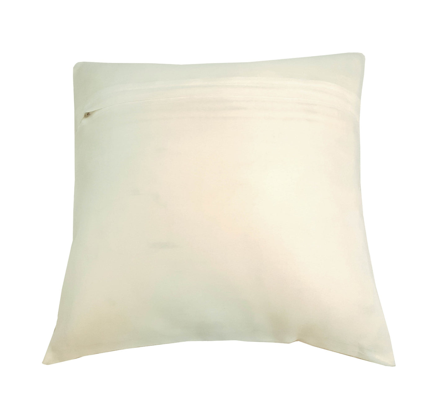 16x16 Inch White Cushion Covers Floral Embroidered Zari Brocade Banarasi Silk