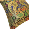 12x12 Inch Cushion Covers Black Indian Banarasi Woven Peacock Zari Brocade Silk
