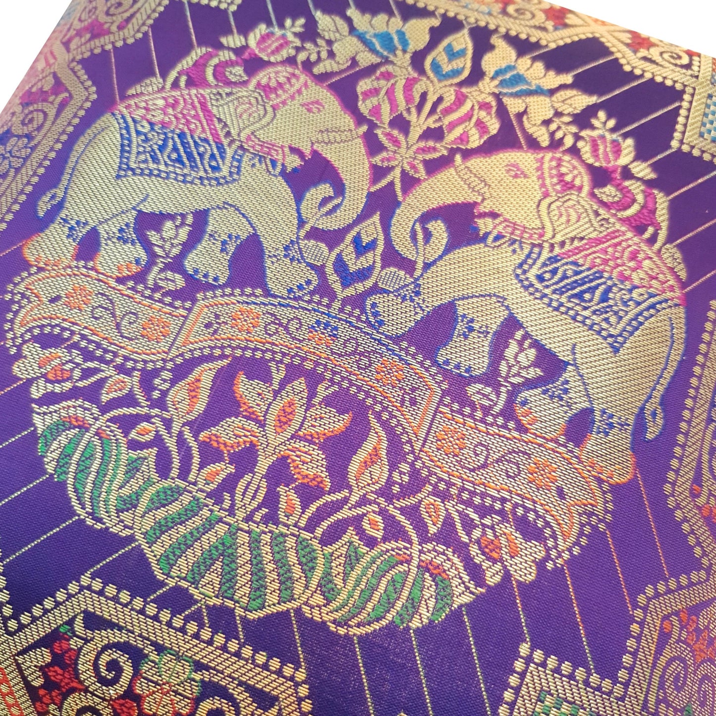 12x12 Inch Purple Cushion Cover Banarasi Decor Elephant Woven Zari Brocade Silk