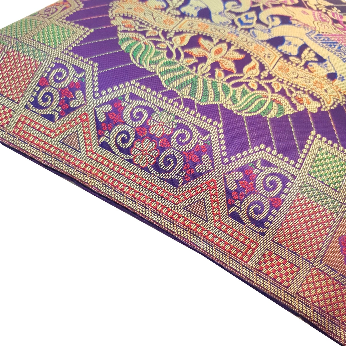 12x12 Inch Purple Cushion Cover Banarasi Decor Elephant Woven Zari Brocade Silk