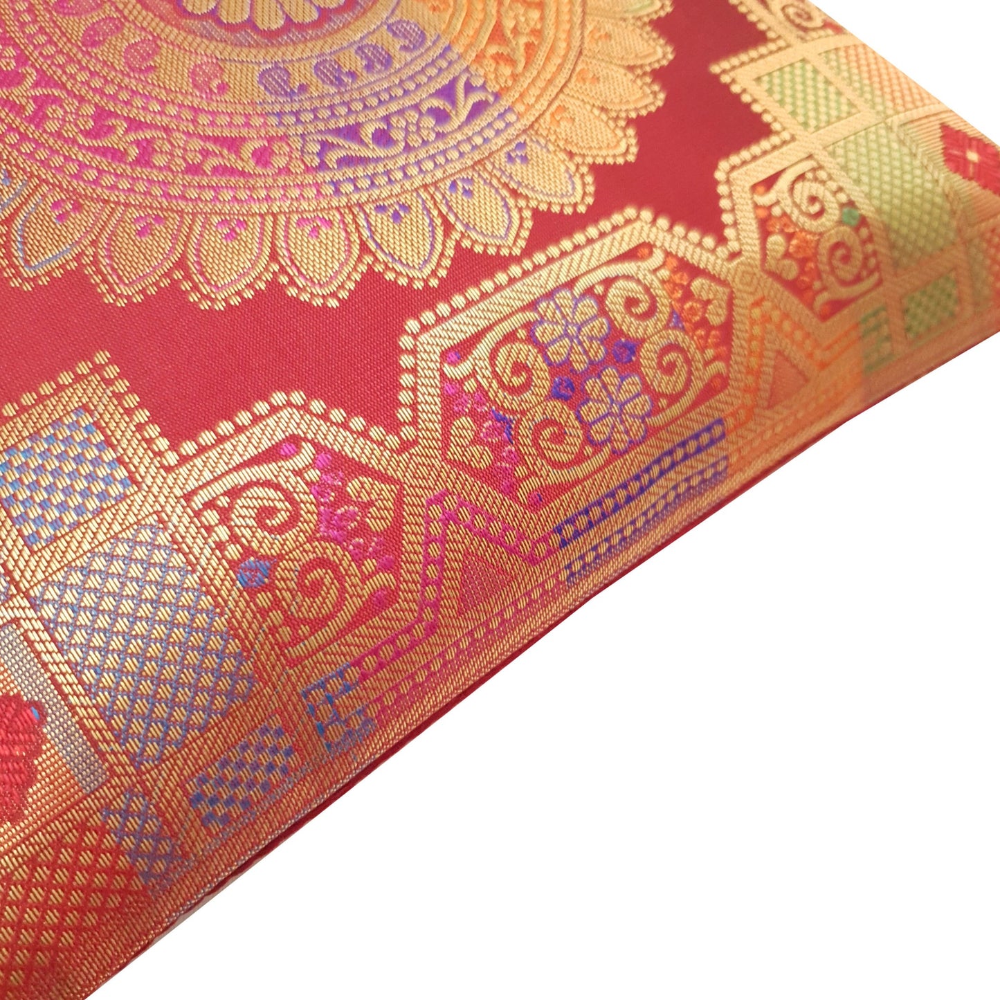 12x12 Inch Cushion Covers Indian Banarasi Mandala Woven Zari Brocade Silk Maroon