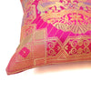 12x12 Inch Pink Cushion Cover Banarasi Indian Elephant Woven Zari Brocade Silk