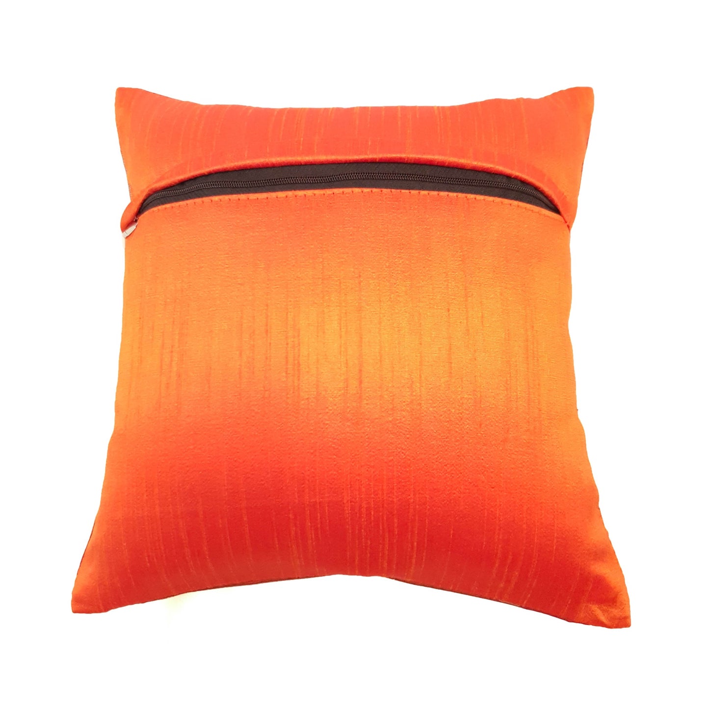 12x12 Inch Cushion Cover Banarasi Indian Orange Elephant Woven Zari Brocade Silk