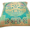 12x12 Inch Cushion Cover Banarasi Teal Green Elephant Woven Zari Brocade Silk