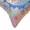 12x12 Inch Cushion Cover Blue Banarasi Indian Elephant Woven Zari Brocade Silk