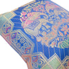 12x12 Inch Cushion Cover Blue Banarasi Indian Elephant Woven Zari Brocade Silk