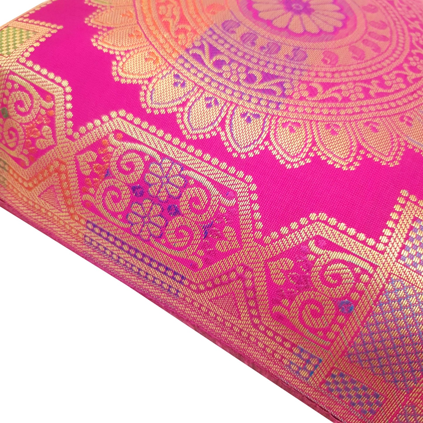 Pink 12x12 Inch Cushion Covers Indian Banarasi Mandala Woven Zari Brocade Silk
