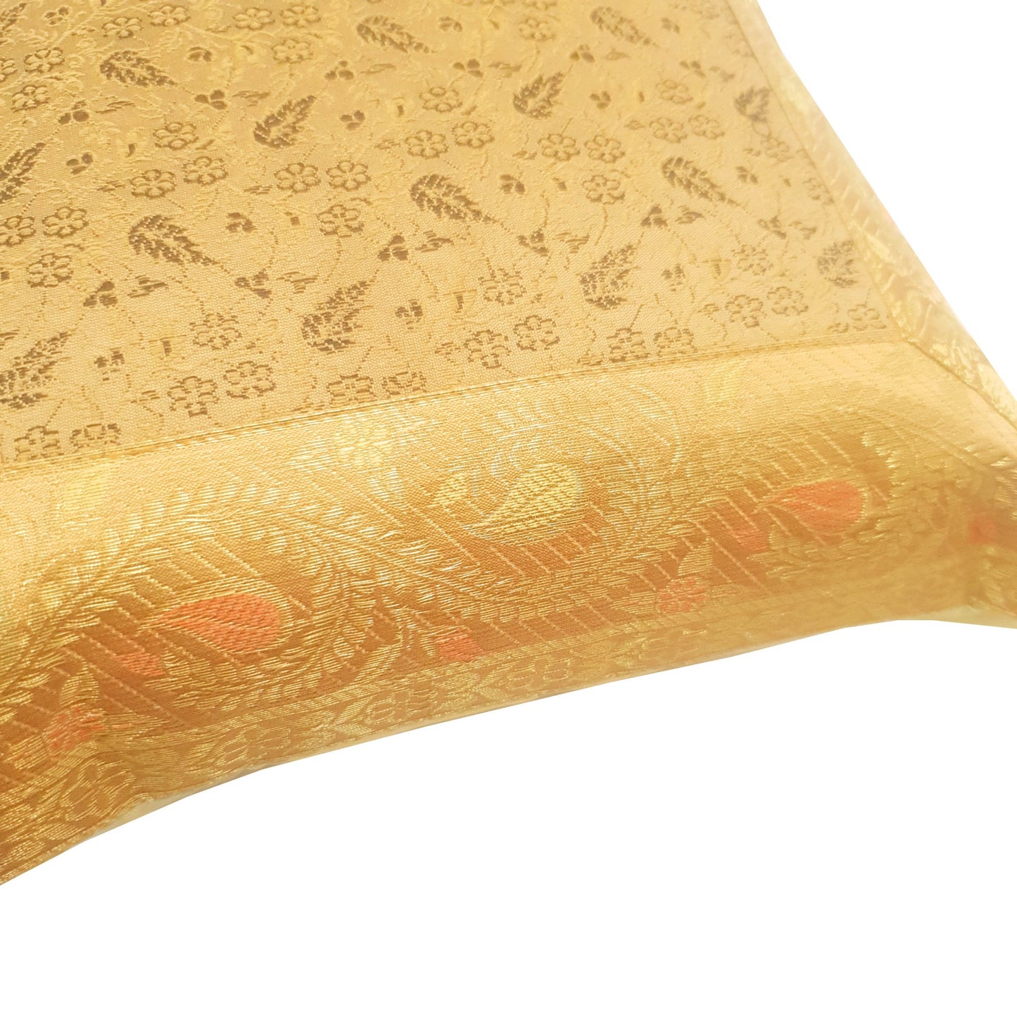 12x12 Inch Floral Cushion Pillow Cover Silk Banarasi Decor Woven Zari Brocade