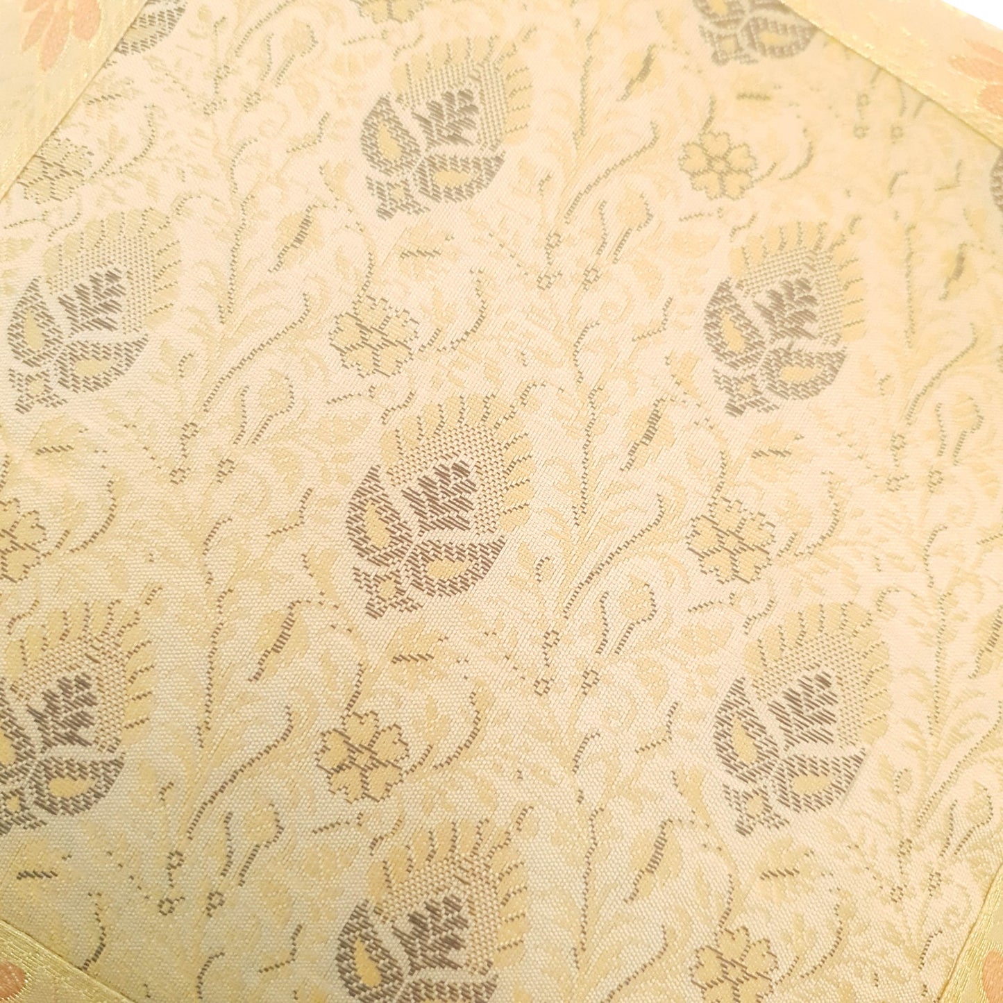 12x12 Inch Indian Woven Zari Brocade Banarasi Silk Floral Cream Cushion Covers