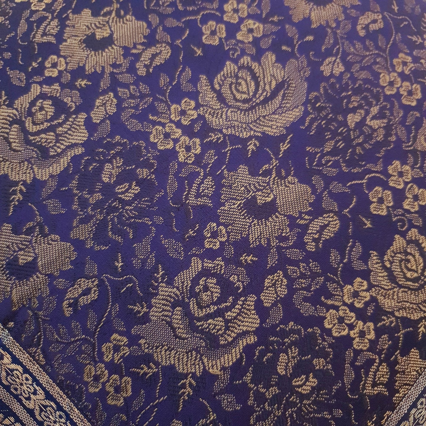 16x16 Inch Blue Cushion Cover Floral Woven Zari Brocade Banarasi Silk Home Decor