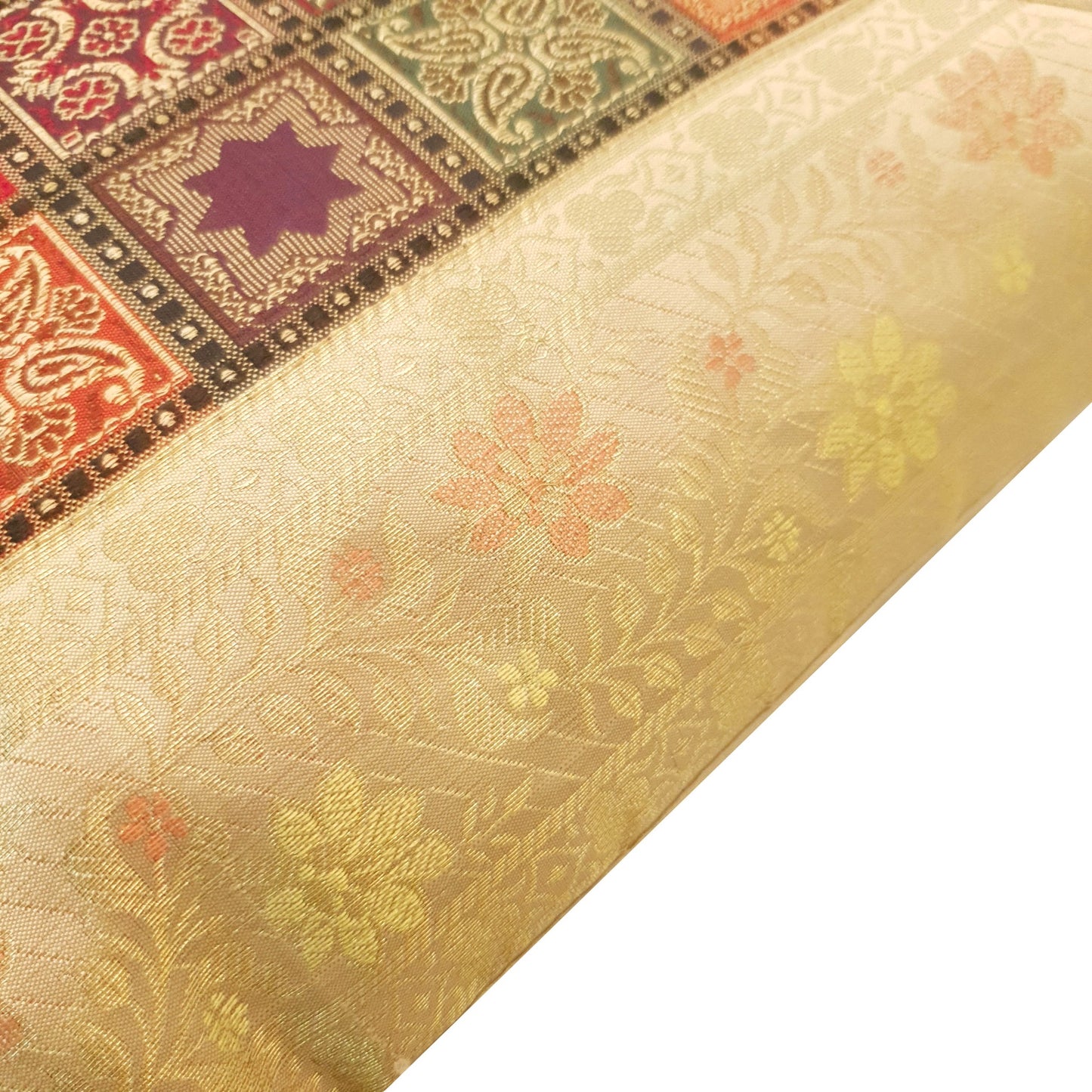16X16 Inch Banarasi Cushion Covers Zari Brocade Silk Multi-Color Checks Decor