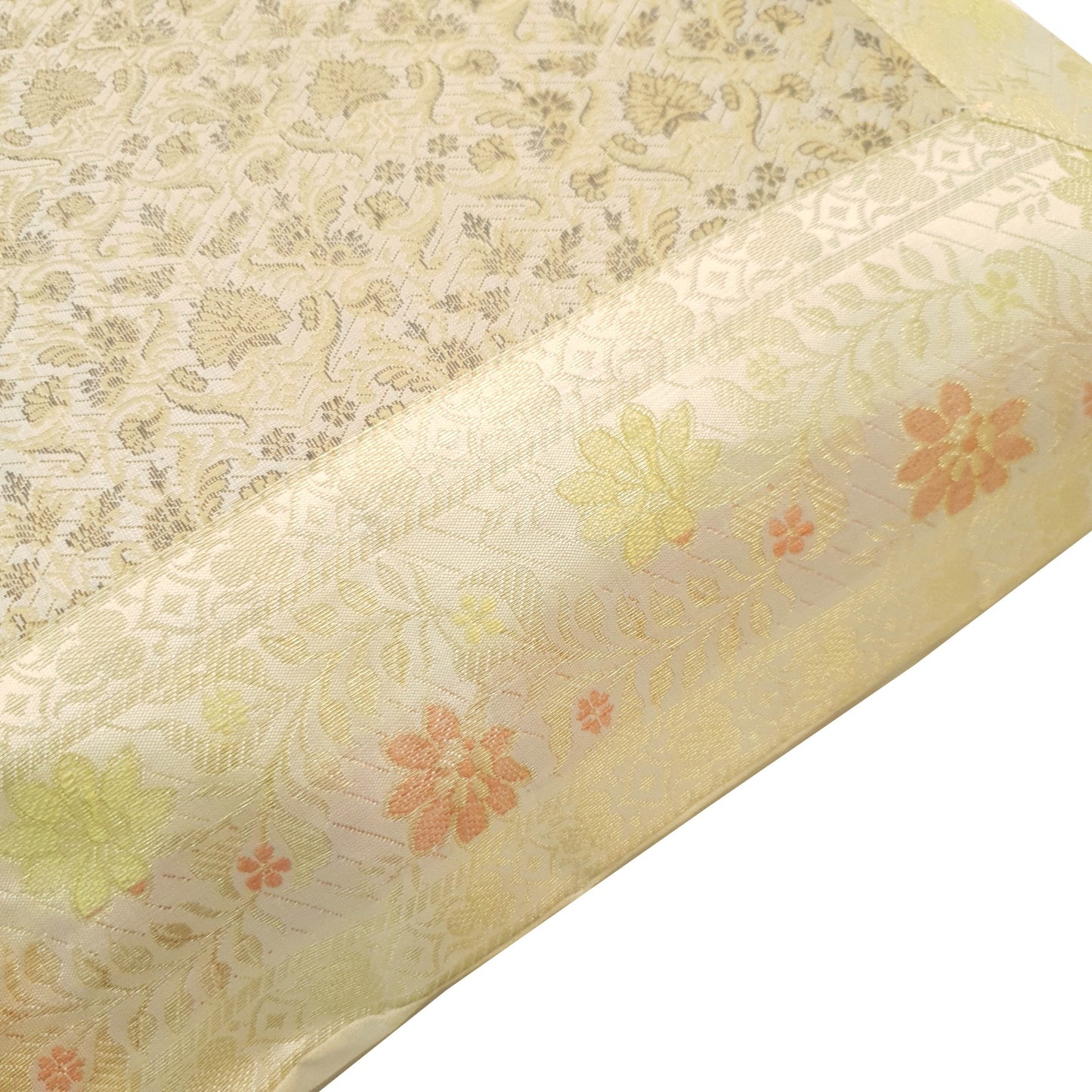 16x16 Inch White Cushion Covers Floral Woven Zari Brocade Banarasi Silk Decor