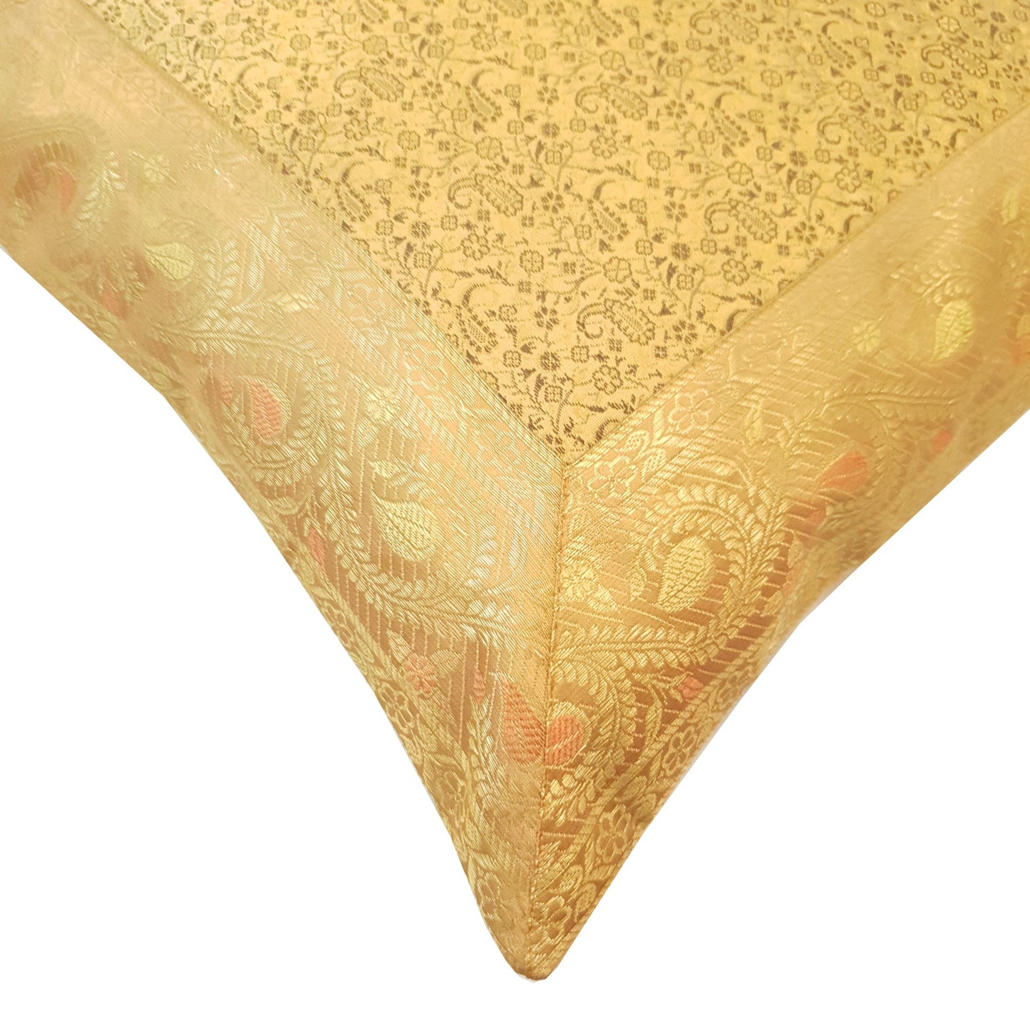 16X16 Inch Banarasi Cushion Covers Zari Brocade Silk Paisley Indian Home Decor