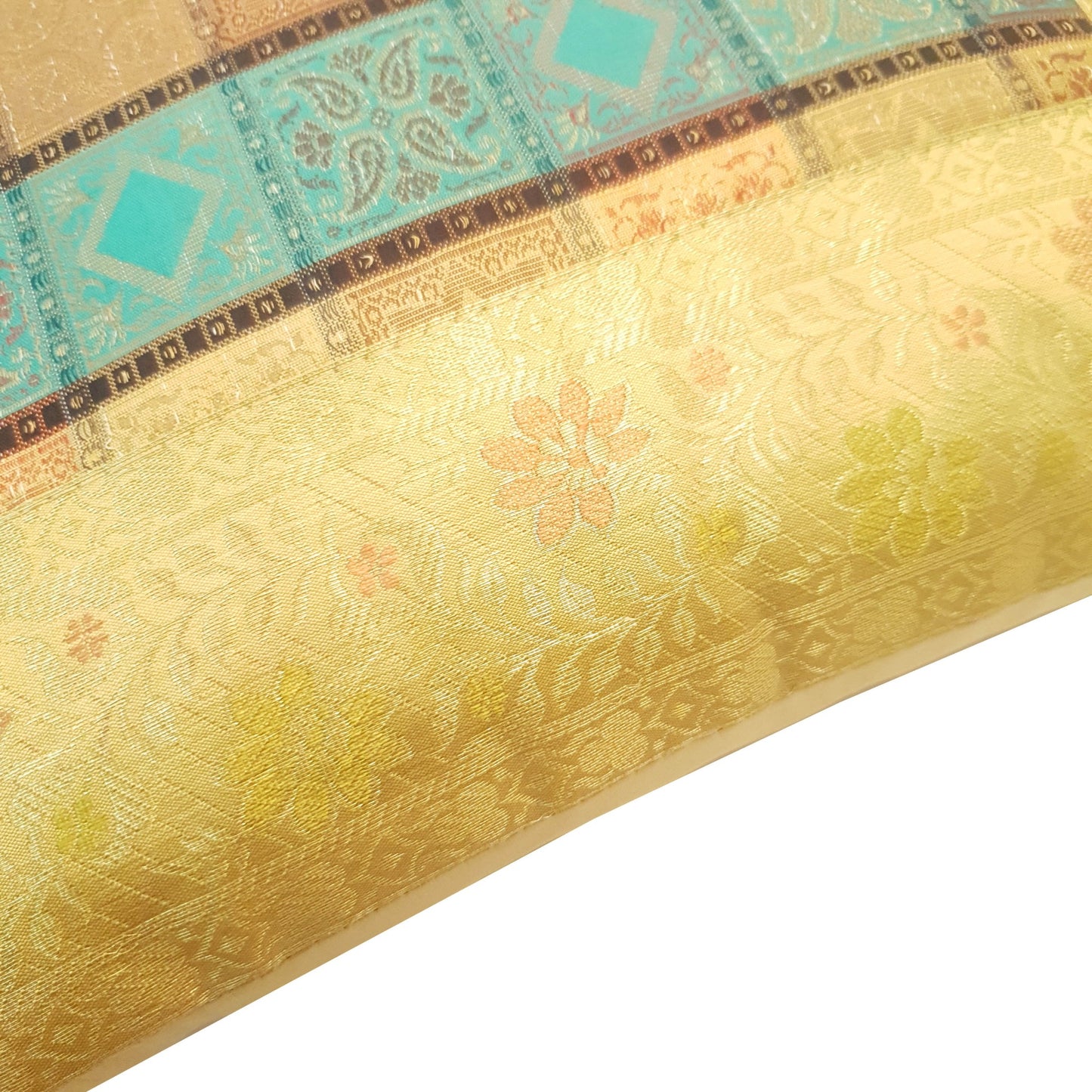16X16 Inch Banarasi Cushion Covers Zari Brocade Silk Multi-Color Checks Decor