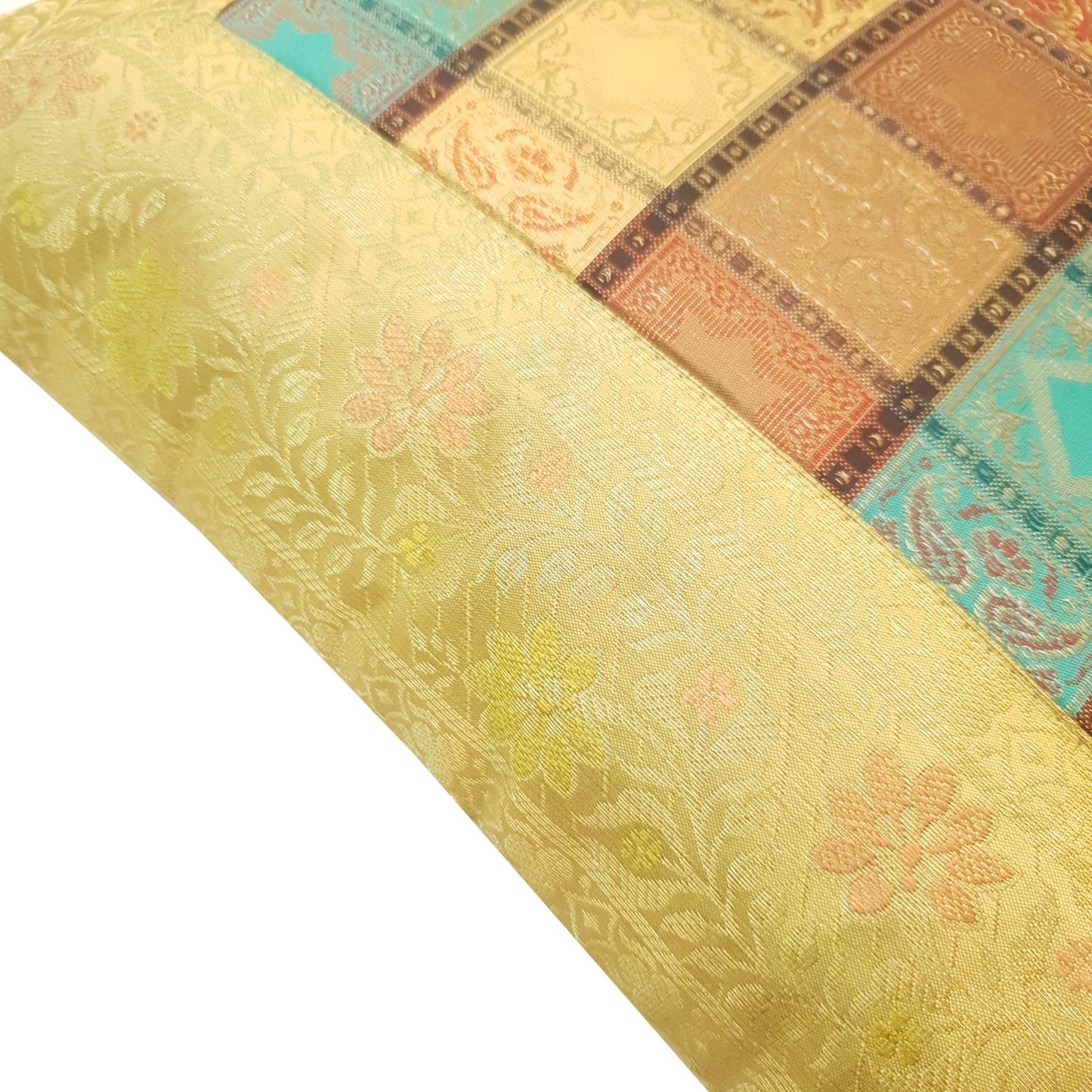 16X16 Inch Banarasi Cushion Covers Zari Brocade Silk Multi-Color Checks Decor