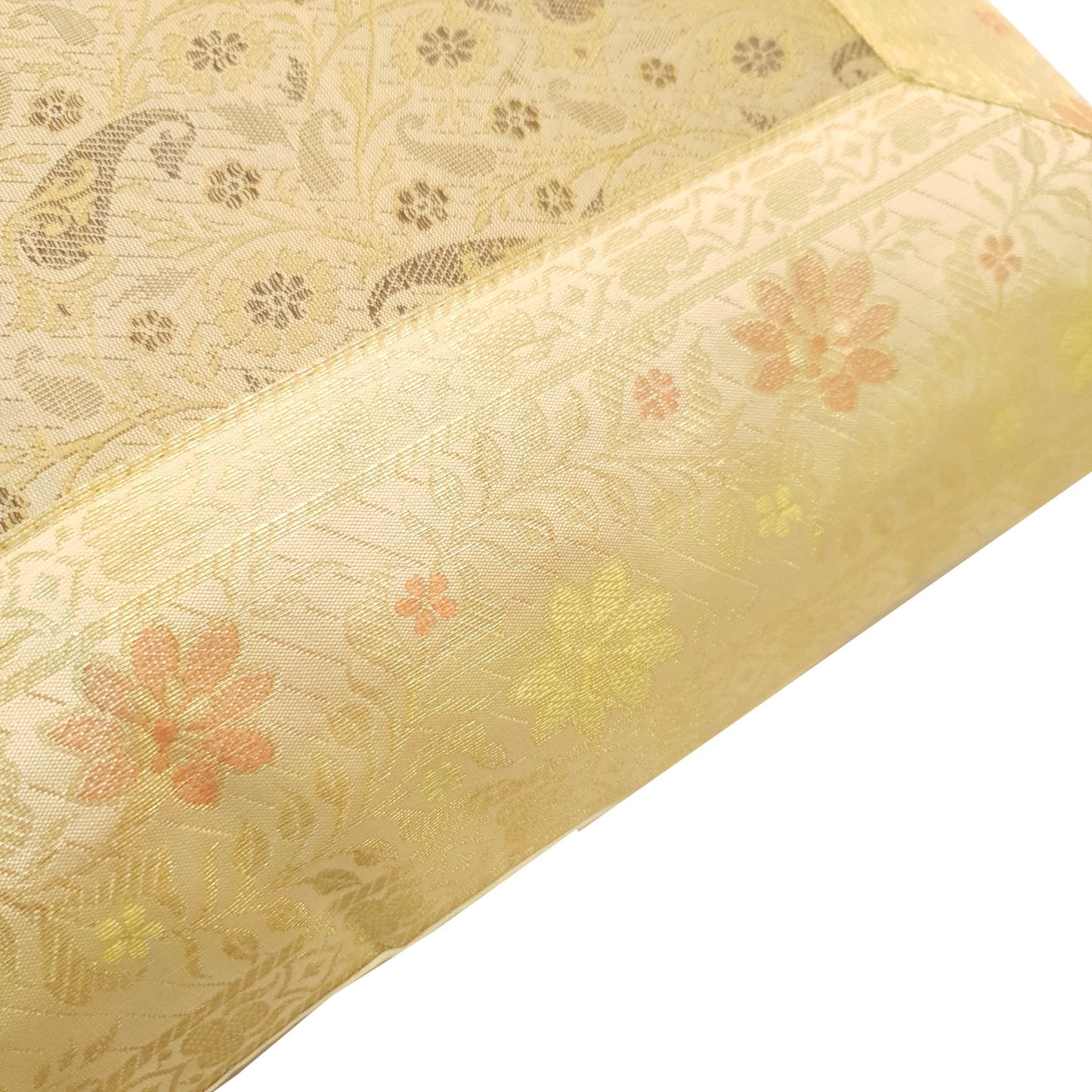 16X16 Inch Banarasi Cream Cushion Covers Zari Brocade Silk Paisley Home Decor