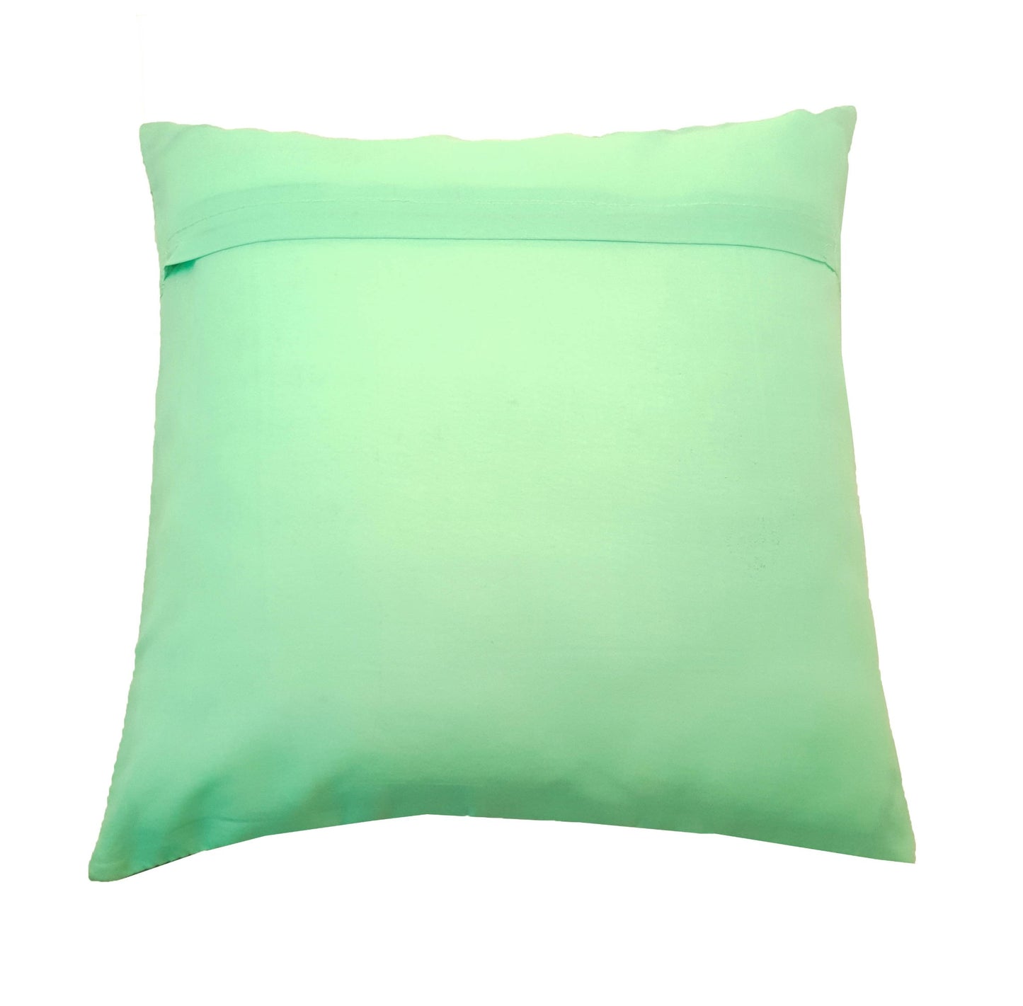 16X16 Inch Banarasi Cushion Covers Zari Brocade Silk Aqua Green Check Home Decor