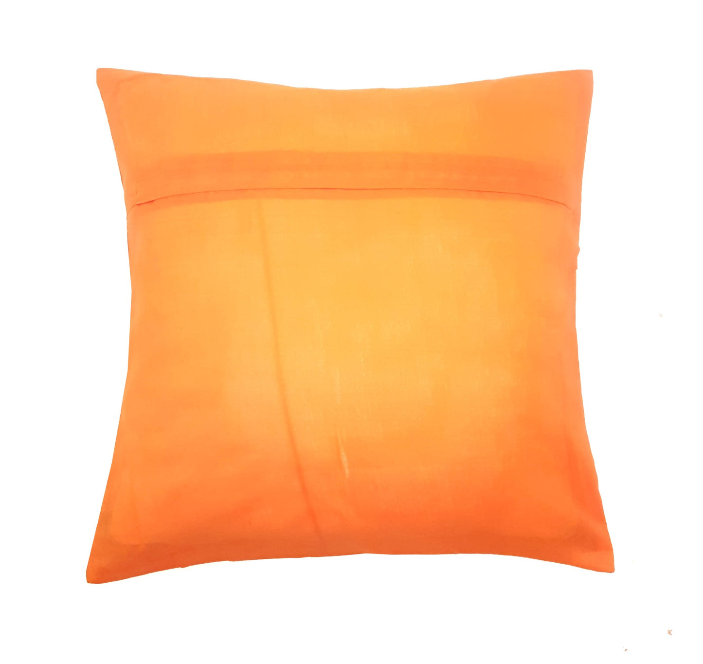 17x17 Inch Orange Cushion Cover Taj Mahal Woven Zari Brocade Banarasi Silk Decor