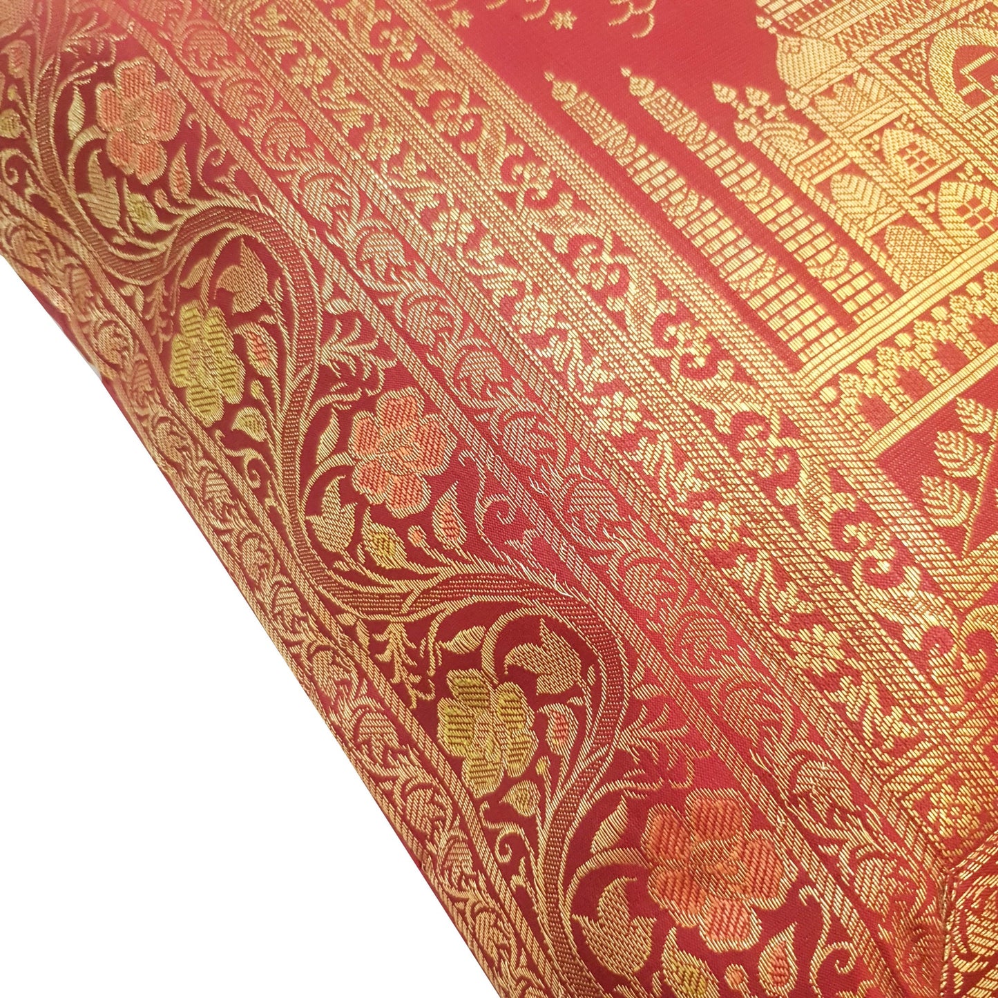 17x17 Inch Cushion Cover Taj Mahal Woven Zari Brocade Maroon Banarasi Silk Decor