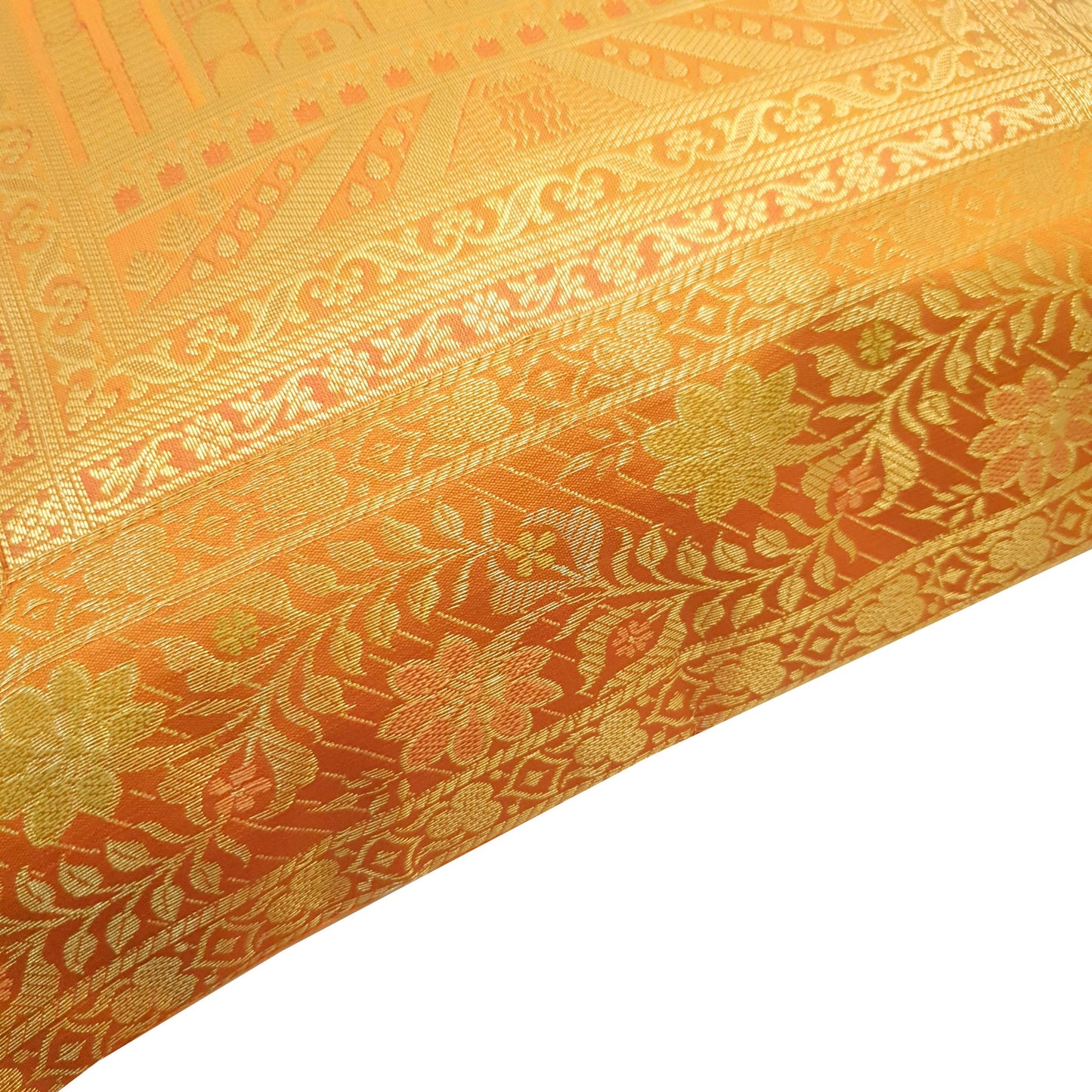 17x17 Inch Mustard Cushion Cover Taj Mahal Woven Zari Brocade Banarasi Silk