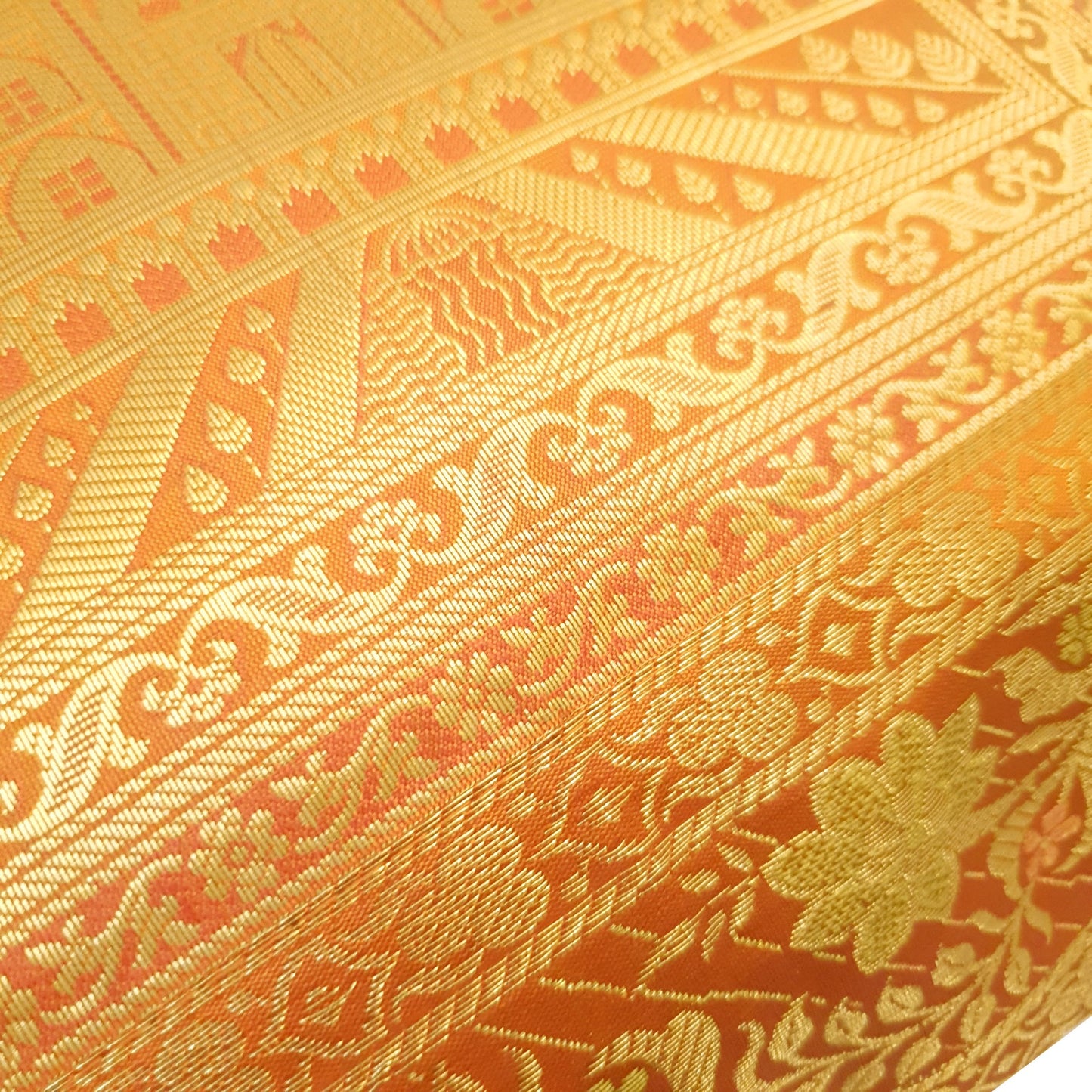 17x17 Inch Mustard Cushion Cover Taj Mahal Woven Zari Brocade Banarasi Silk