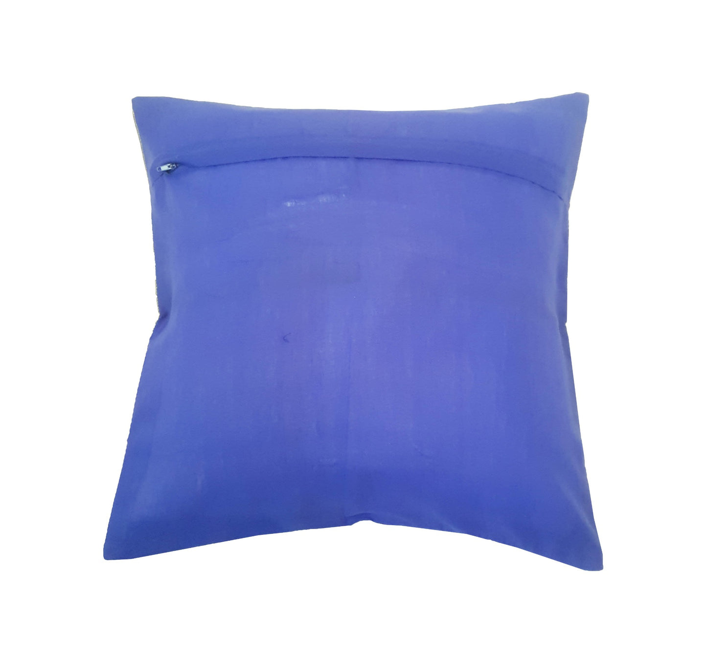 17x17 Inch Cushion Covers Indian Blue Mandala Woven Zari Brocade Banarasi Silk