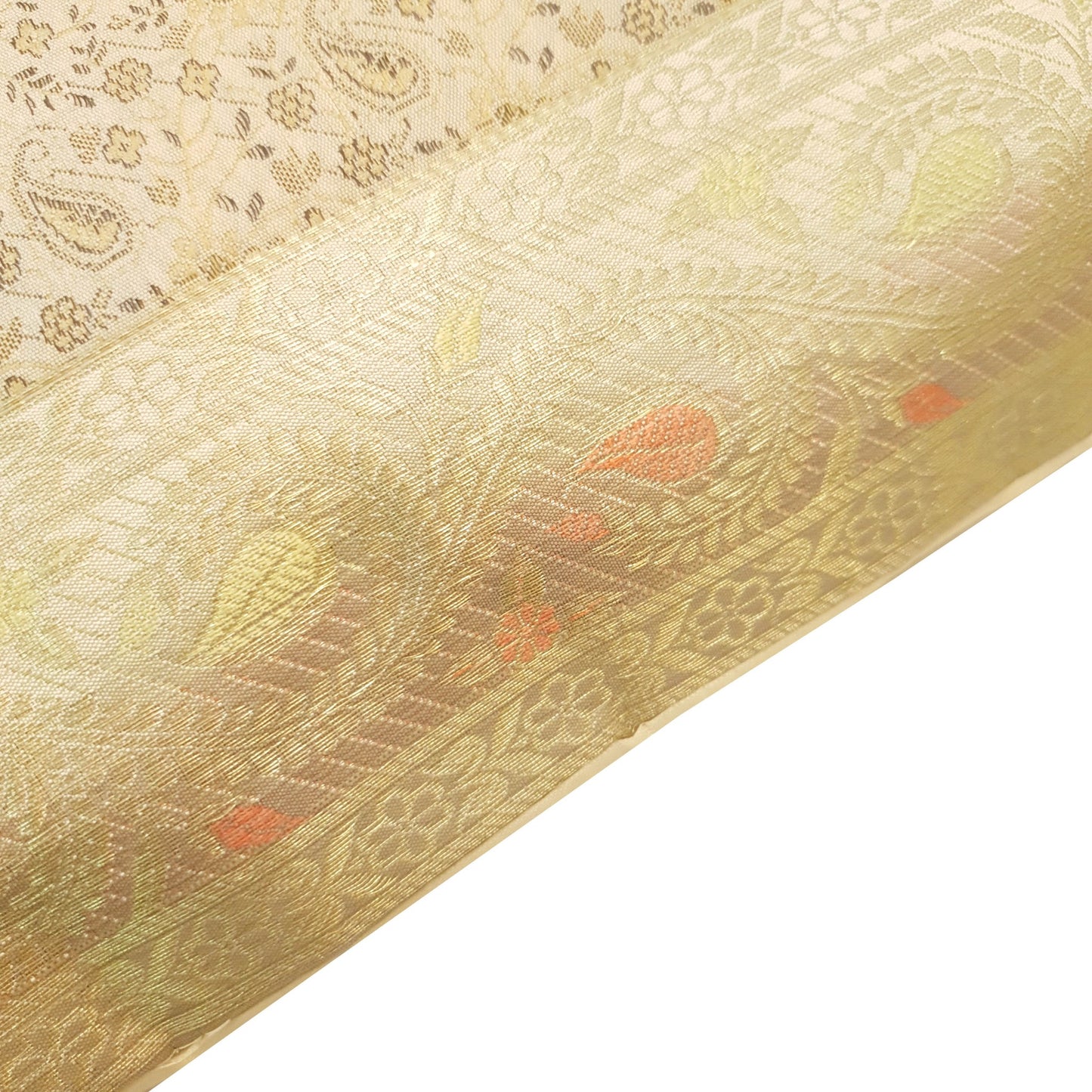 16X16 Inch Banarasi Cushion Covers Zari Brocade Silk Paisley Cream Home Decor