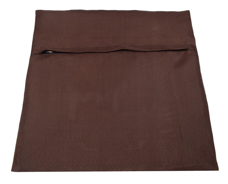 16x16 Inch Dark Brown Banarasi Silk Cushion Cover Woven Zari Brocade Mandala