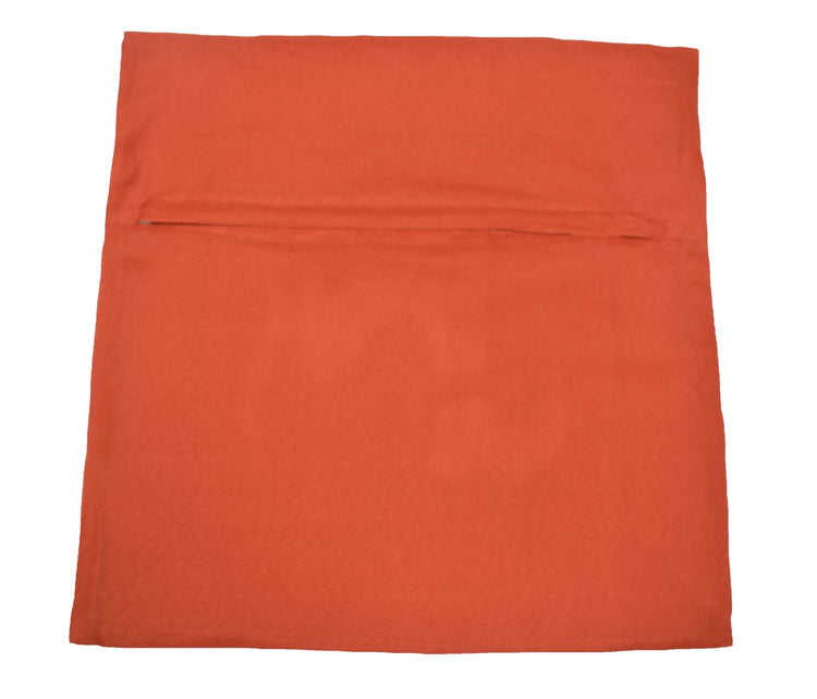 Indian 16x16" Rust Banarasi Silk Cushion Cover Featuring Zari Brocade Paisley