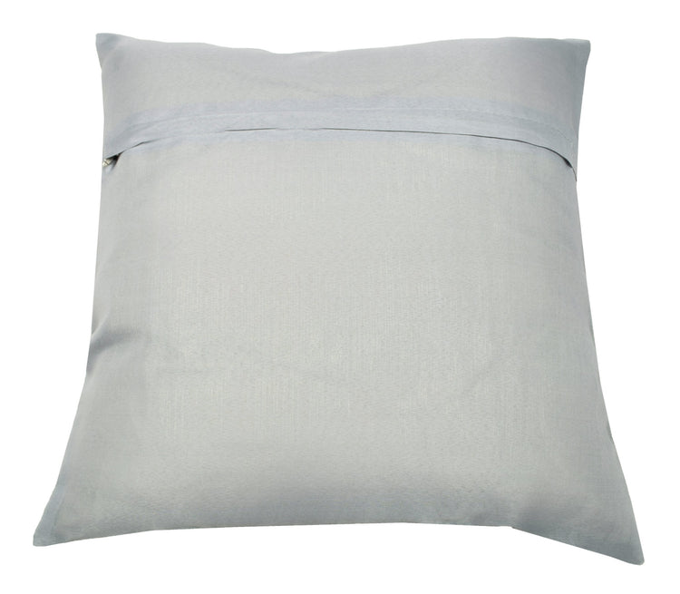 Elegant Gray Banarasi Silk Cushion Cover – 16x16 Inch with Zari Woven Mandala