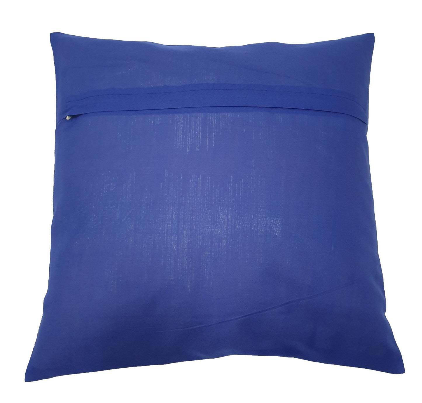 16x16" Banarasi Cushion Cover Indian Woven Brocade Silk Paisley Dark Blue Gift