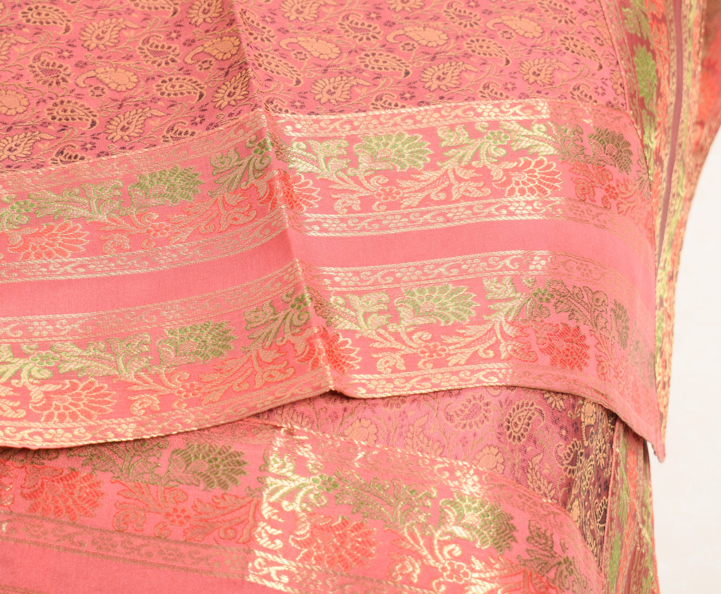 Traditional Banarasi Diwan Set Dark Peach Silk with Zari Brocade Cushion Bolster